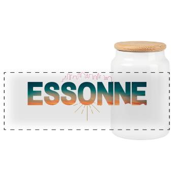Essonne Sunset Skyline 91 - Panoramic Cookie Jar with Wooden Lid - white - Front