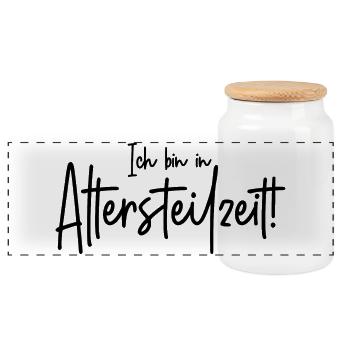 Ich bin in Altersteilzeit - Panorama Keksdose mit Holzdeckel - Weiß - Vorne