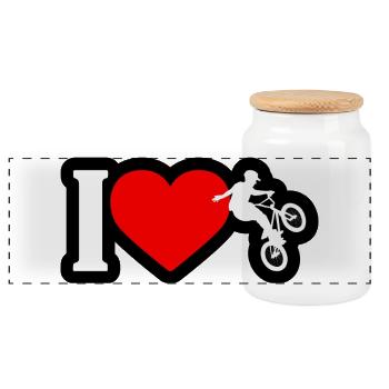 J’adore le BMX Freestyle - Boîte à biscuits avec couvercle en bois - blanc - Devant