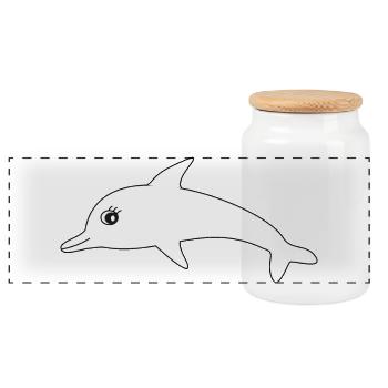 Dauphins dauphins - Boîte à biscuits avec couvercle en bois - blanc - Devant