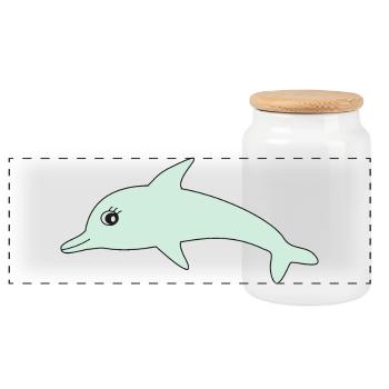 Dauphins dauphins - Boîte à biscuits avec couvercle en bois - blanc - Devant