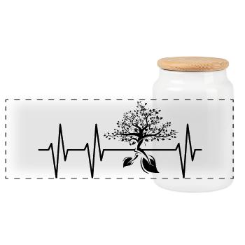 Heartbeat Tree Nature Pulse Nature Forest Friends icon - Panoramic Cookie Jar with Wooden Lid - white - Front