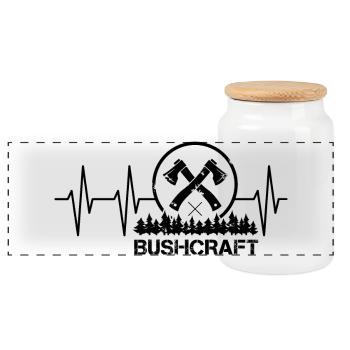Herzschlag Bushcraft Axt Logo survival Symbol Wald - Panorama Keksdose mit Holzdeckel - Weiß - Vorne
