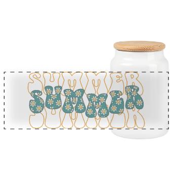 Summer - Panoramic Cookie Jar with Wooden Lid - white - Front