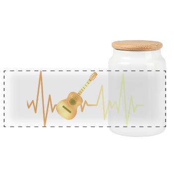 E-Gitarre und Herzfrequenz - Panorama Keksdose mit Holzdeckel - Weiß - Vorne