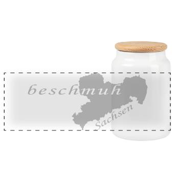 Beschmuh - Sachsen - Sächsisch - Dialekt - Panorama Keksdose mit Holzdeckel - Weiß - Vorne