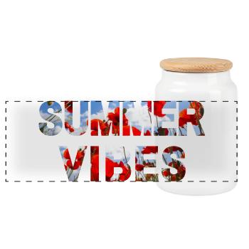 Summer Vibes Poppy - Panorama Keksdose mit Holzdeckel - Weiß - Vorne