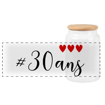 30. 30 YEARS. 30th ANNIVERSARY. 30 YEARS ANNIVERSARY. - Panoramic Cookie Jar with Wooden Lid - white - Front