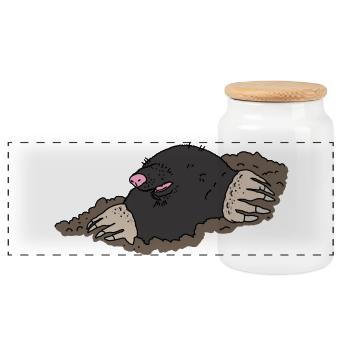 Mole - Panoramic Cookie Jar with Wooden Lid - white - Front