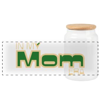 In My Mom Era – Retro-Mama-Statement in Grün - Panorama Keksdose mit Holzdeckel - Weiß - Vorne