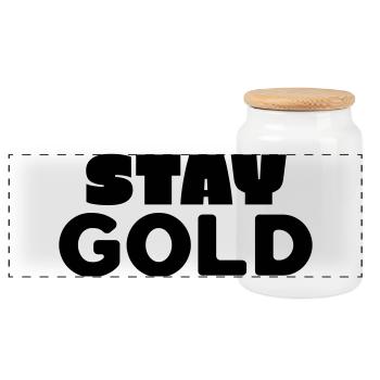 Stay Gold - Panoramic Cookie Jar with Wooden Lid - white - Front