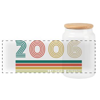 20 Years 2006 Vintage Birthday Gift - Panoramic Cookie Jar with Wooden Lid - white - Front