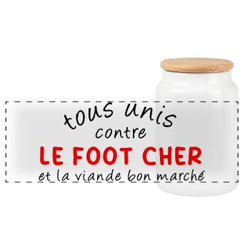 Tous_unis_contre_le_foot_cher - Panorama Keksdose mit Holzdeckel - Weiß - Vorne