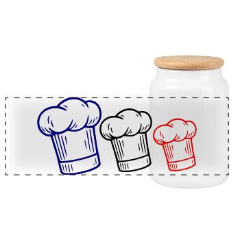 French flag hat - Panoramic Cookie Jar with Wooden Lid - white - Front