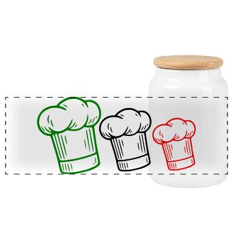 Italian flag hat - Panoramic Cookie Jar with Wooden Lid - white - Front