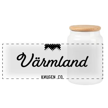 Värmland black - Panoramic Cookie Jar with Wooden Lid - white - Front