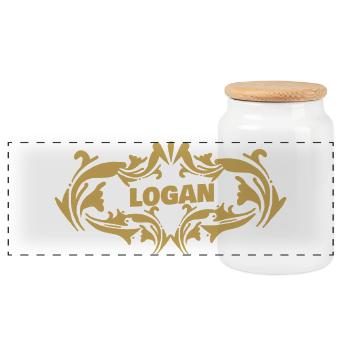 Logan als Name - Panorama Keksdose mit Holzdeckel - Weiß - Vorne