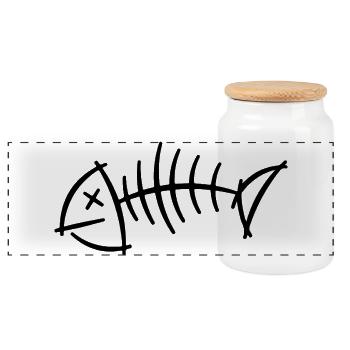 Croquis à chevrons – Motif squelette minimaliste - Boîte à biscuits avec couvercle en bois - blanc - Devant