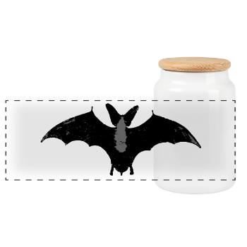 Halloween bat used look retro design gothic - Panoramic Cookie Jar with Wooden Lid - white - Front