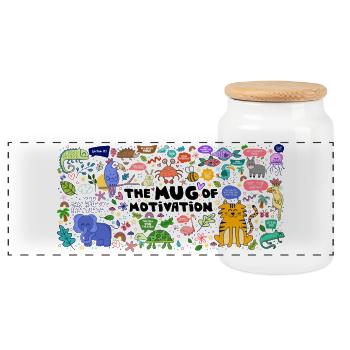 Coupe de motivation - Boîte à biscuits avec couvercle en bois - blanc - Devant