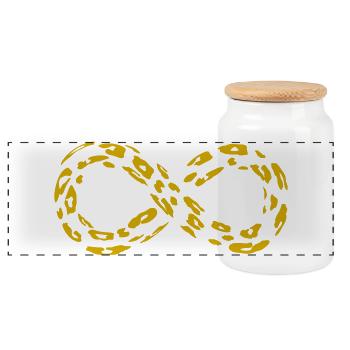 Leopard Infinity Loop (alternativ) - Panorama Keksdose mit Holzdeckel - Weiß - Vorne