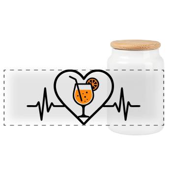 Spritz Heart Cocktail Orange Drink Glass - Boîte à biscuits avec couvercle en bois - blanc - Devant