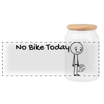 No bike today cyclist gift idea - Panoramic Cookie Jar with Wooden Lid - white - Front