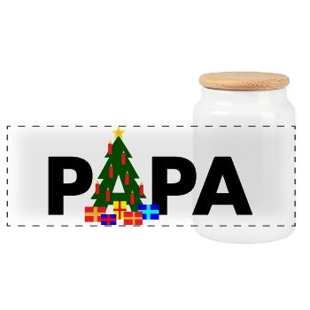 Papa Sapin de Noël - Boîte à biscuits avec couvercle en bois - blanc - Devant