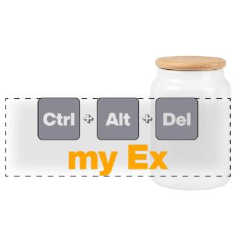 Ctrl Alt Del my Ex für Gamer und Nerds, Split - Panorama Keksdose mit Holzdeckel - Weiß - Vorne