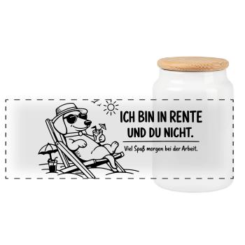 Photo drôle de retraité qui dit teckel - Boîte à biscuits avec couvercle en bois - blanc - Devant