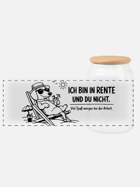 Lustiges Rentner Bild Spruch Dackel - Panorama Keksdose mit Holzdeckel - Weiß