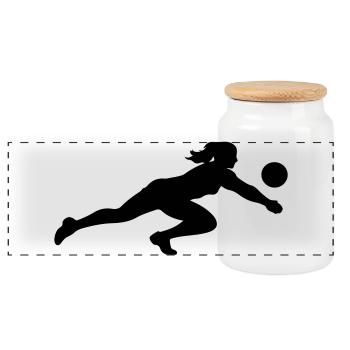 Silhouette de volley-ball - Boîte à biscuits avec couvercle en bois - blanc - Devant