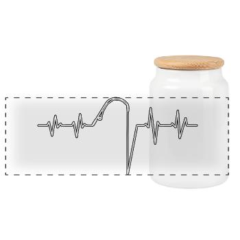 my heart beats for fishing - Panoramic Cookie Jar with Wooden Lid - white - Front