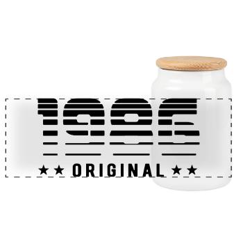 1986 Original Retrodesign | Geburtstag - Panorama Keksdose mit Holzdeckel - Weiß - Vorne