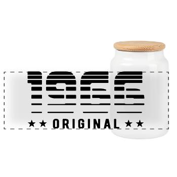 1966 Original Retro Design | Birthday - Panoramic Cookie Jar with Wooden Lid - white - Front