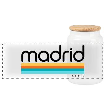 Madrid - Spain - Spanien - Espana - Panorama Keksdose mit Holzdeckel - Weiß - Vorne