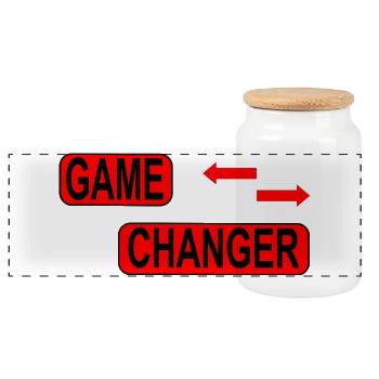 Game Changer / Veränderung / Statement - Panorama Keksdose mit Holzdeckel - Weiß - Vorne