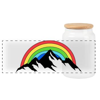 Mountain Rainbow Nature - Panoramic Cookie Jar with Wooden Lid - white - Front