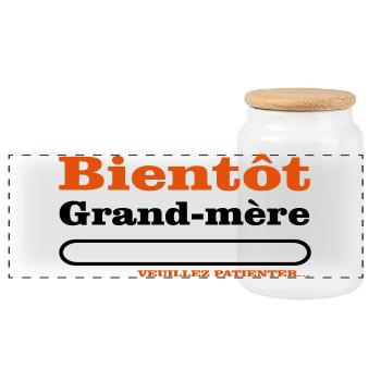 bientôt grand mère  - Boîte à biscuits avec couvercle en bois - blanc - Devant