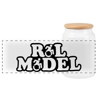 Every wheelchair user is a role model # - Panoramic Cookie Jar with Wooden Lid - white - Front