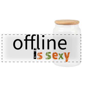 offline is sexy! - Panorama Keksdose mit Holzdeckel - Weiß - Vorne