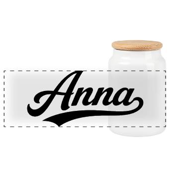 Anna nom premier nom de famille - Boîte à biscuits avec couvercle en bois - blanc - Devant