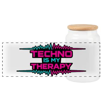 Techno Therapy Neon Pulse - Panorama Keksdose mit Holzdeckel - Weiß - Vorne