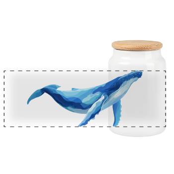 whale - Panoramic Cookie Jar with Wooden Lid - white - Front