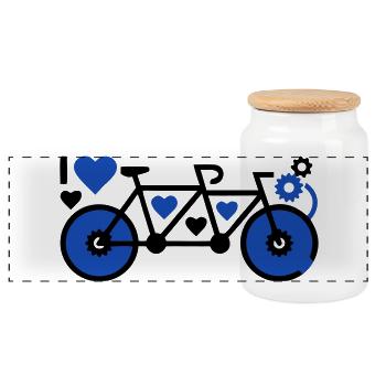 Amour romantique tandem de cœur - Boîte à biscuits avec couvercle en bois - blanc - Devant