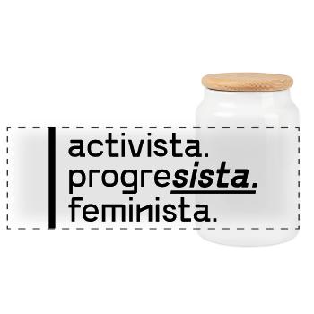 activista.progrèsiste.féminista. - Boîte à biscuits avec couvercle en bois - blanc - Devant