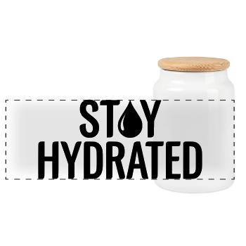 Slogan Restez Hydraté - Citation Fitness & Sport - Boîte à biscuits avec couvercle en bois - blanc - Devant