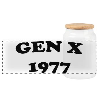 Gen X 1977 Retro-Print - Panorama Keksdose mit Holzdeckel - Weiß - Vorne