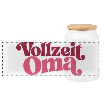 Vollzeit Oma | Großmutter Geschenk - Panorama Keksdose mit Holzdeckel - Weiß - Vorne