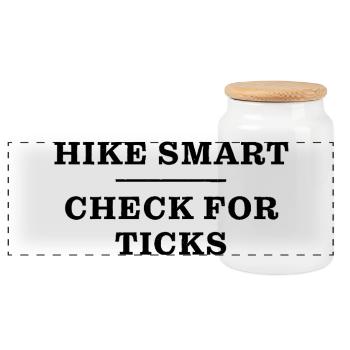 Tick check lyme disease awareness hiking safety - Panoramic Cookie Jar with Wooden Lid - white - Front